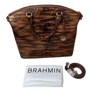 NWT Brahmin Large Duxbury Satchel Tigers Eye Melbourne Leather